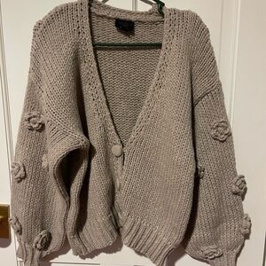 Cozy Beige Knit Cardigan Sweater